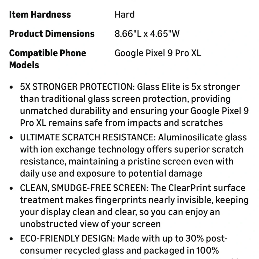 Glass Elite Screen Protector for Google Pixel - Black